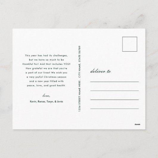 Modern Merry kerstgebold Floral Familienaam Feestdagenkaart (Achterkant)