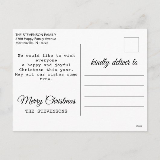 Modern Merry kerstgebold Floral Familienaam Feestdagenkaart (Achterkant)