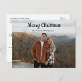Modern Merry Kersthand Lettered Family Foto Briefkaart (Voorkant / Achterkant)