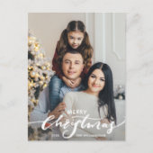 Modern Merry Kersthand Lettered Family Foto Briefkaart (Voorkant)