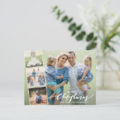 Modern Merry Kersthand Lettered Photo Collage Briefkaart (Staand voorkant)