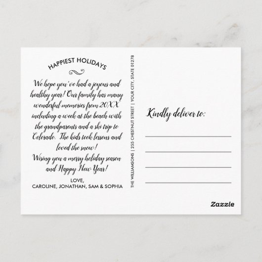 Modern Merry Kersthand Lettered Photo Collage Briefkaart (Achterkant)