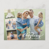 Modern Merry Kersthand Lettered Photo Collage Briefkaart (Voorkant)