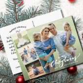 Modern Merry Kersthand Lettered Photo Collage Briefkaart