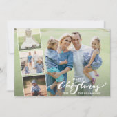 Modern Merry Kersthand Lettered Photo Collage Feestdagenkaart (Voorkant)