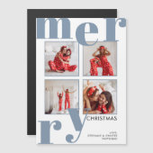 Modern Merry Kerstmis Blauwe Foto Collage (Voorkant / Achterkant)
