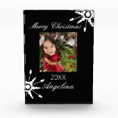 Modern Merry Kerstmis Bubble Snowflake Fotoblokken (Voorkant)