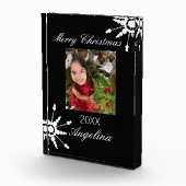 Modern Merry Kerstmis Bubble Snowflake Fotoblokken (Rechts)