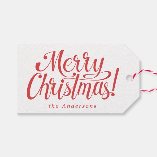 Modern Merry Kerstmis Cadeaulabel (Voorkant (Horizontaal))