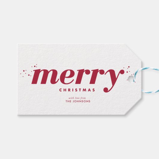 Modern Merry Kerstmis Cadeaulabel (Voorkant (Horizontaal))