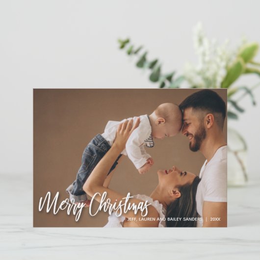 Modern Merry Kerstmis Feestdagenkaart (Staand voorkant)