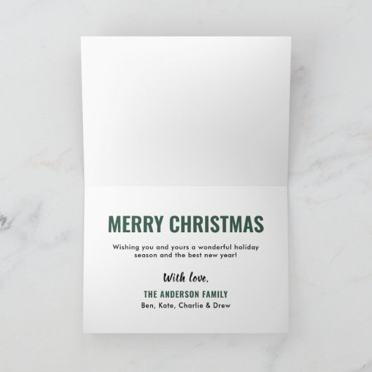 Modern Merry Kerstmis Groene Foto Collage Feestdagen Kaart (Binnen)