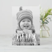 Modern Merry Kerstmis | Handgeschreven fotokaart Feestdagenkaart (Staand voorkant)