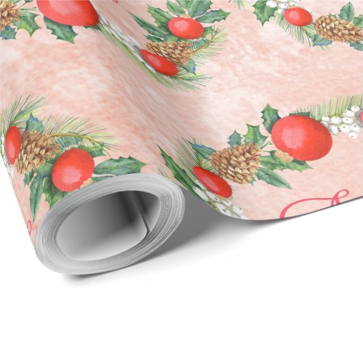 Modern Merry Kerstmis met rode groene brief Cadeaupapier (Rol Hoek)