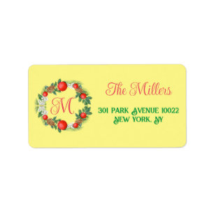 Modern Merry Kerstmis met rood Groen Geel Etiket