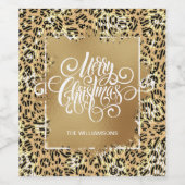 Modern Merry Kerstmis op Gold Leopard Wijn Etiket (Enkel label)