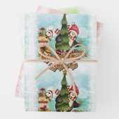 Modern Merry Kerstmis Pute Penguin Pattern Inpakpapier Vel (In situ)