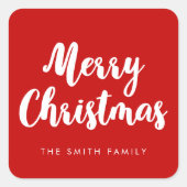 Modern Merry Kerstmis Vierkante Sticker (Voorkant)