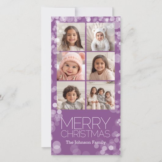 Modern Merry Kerstorchid Bokeh Personalized Feestdagenkaart (Voorkant)
