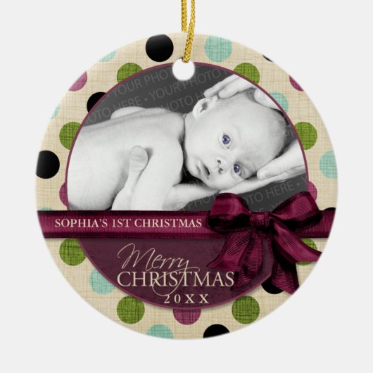Modern Merry Kerstpoka Dots Ornament (Voorkant)