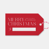 Modern Merry kerstrood Cadeaulabel (Voorkant (Horizontaal))