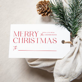 Modern Merry kerstrood Cadeaulabel