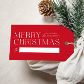 Modern Merry kerstrood Cadeaulabel