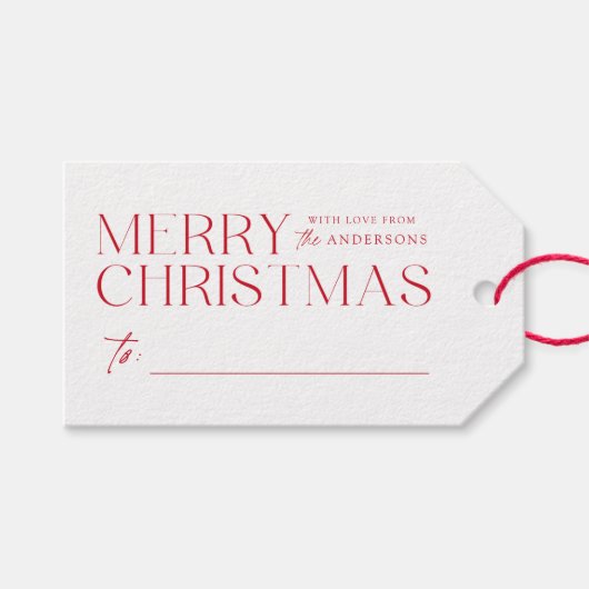 Modern Merry kerstrood Cadeaulabel (Voorkant (Horizontaal))