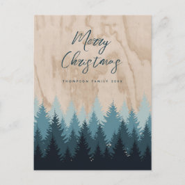 Modern Merry kerstscript roesthout Feestdagenkaart