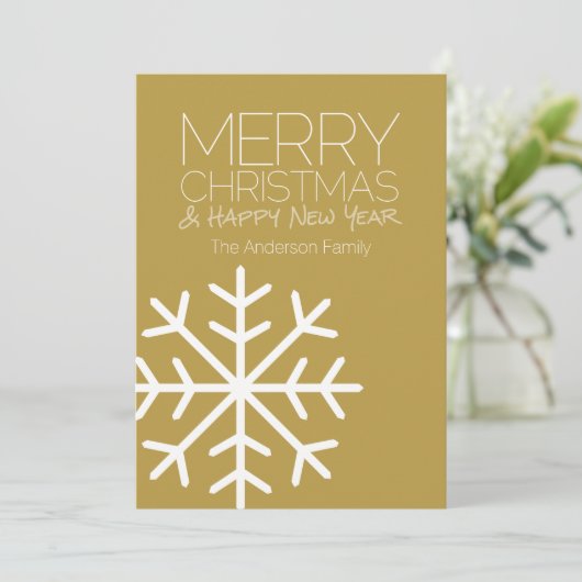 Modern Merry kerstsnowflake - niet-foto Feestdagenkaart (Staand voorkant)