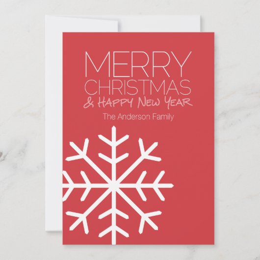 Modern Merry kerstsnowflake - niet-foto Feestdagenkaart (Voorkant)