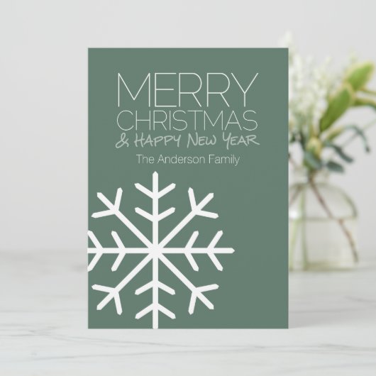 Modern Merry kerstsnowflake - niet-foto Feestdagenkaart (Staand voorkant)