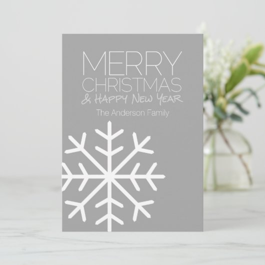 Modern Merry kerstsnowflake - niet-foto Feestdagenkaart (Staand voorkant)