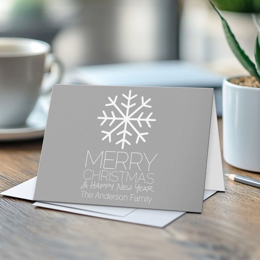 Modern Merry kerstsnowflake - zilvergrijs Feestdagen Kaart