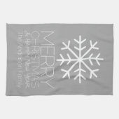 Modern Merry kerstsnowflake - zilvergrijs Theedoek (Horizontaal)