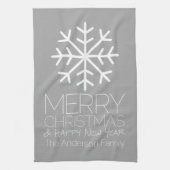 Modern Merry kerstsnowflake - zilvergrijs Theedoek (Verticaal)