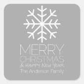 Modern Merry kerstsnowflake - zilvergrijs Vierkante Sticker (Voorkant)