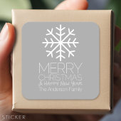Modern Merry kerstsnowflake - zilvergrijs Vierkante Sticker