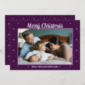 Modern Merry kerstsnowflakes Aangepaste foto Feestdagenkaart (Voorkant / Achterkant)