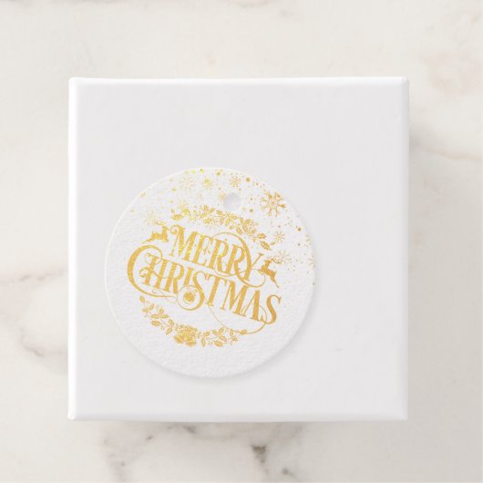 Modern Merry kerstsnowflakes Gold Bedankjes Labels (Met doos)