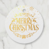 Modern Merry kerstsnowflakes Gold Bedankjes Labels (Voorkant)
