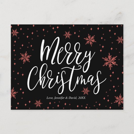 Modern Merry kersttypografie Briefkaart (Voorkant)