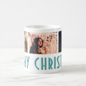 Modern Merry KerstTypografie Foto Collage Koffiemok (Center)