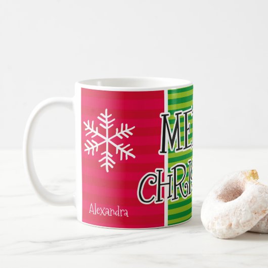 Modern Merry kersttypografie op maat Koffiemok (Met donut)
