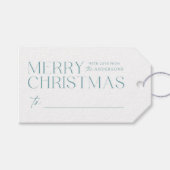 Modern Merry Kerstvorst blauw Cadeaulabel (Voorkant (Horizontaal))