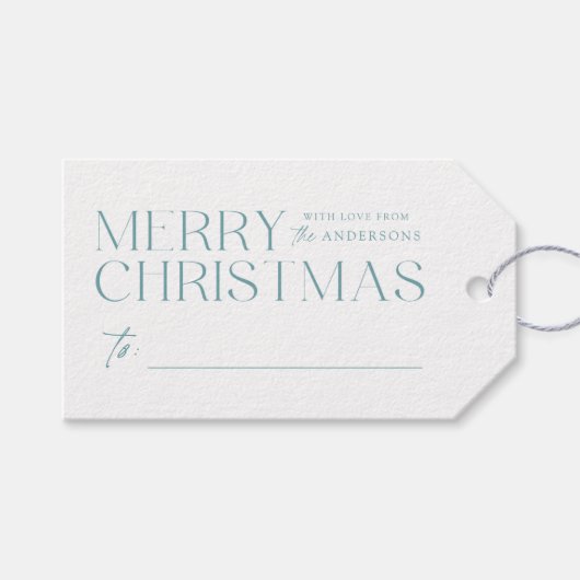 Modern Merry Kerstvorst blauw Cadeaulabel (Voorkant (Horizontaal))