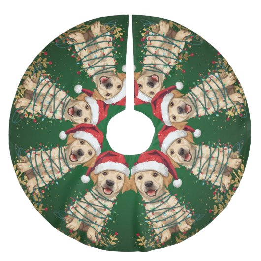 Modern merry Lab christmas tree puppy dog pattern Kerstboom Rok (Voorkant)