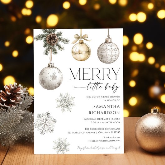 Modern merry little baby shower gender neutral kaart