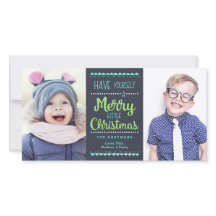 Modern Merry Little kerst Two Photo Navy