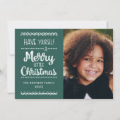 Modern Merry Little Kerstcute Green Foto Feestdagenkaart (Voorkant)